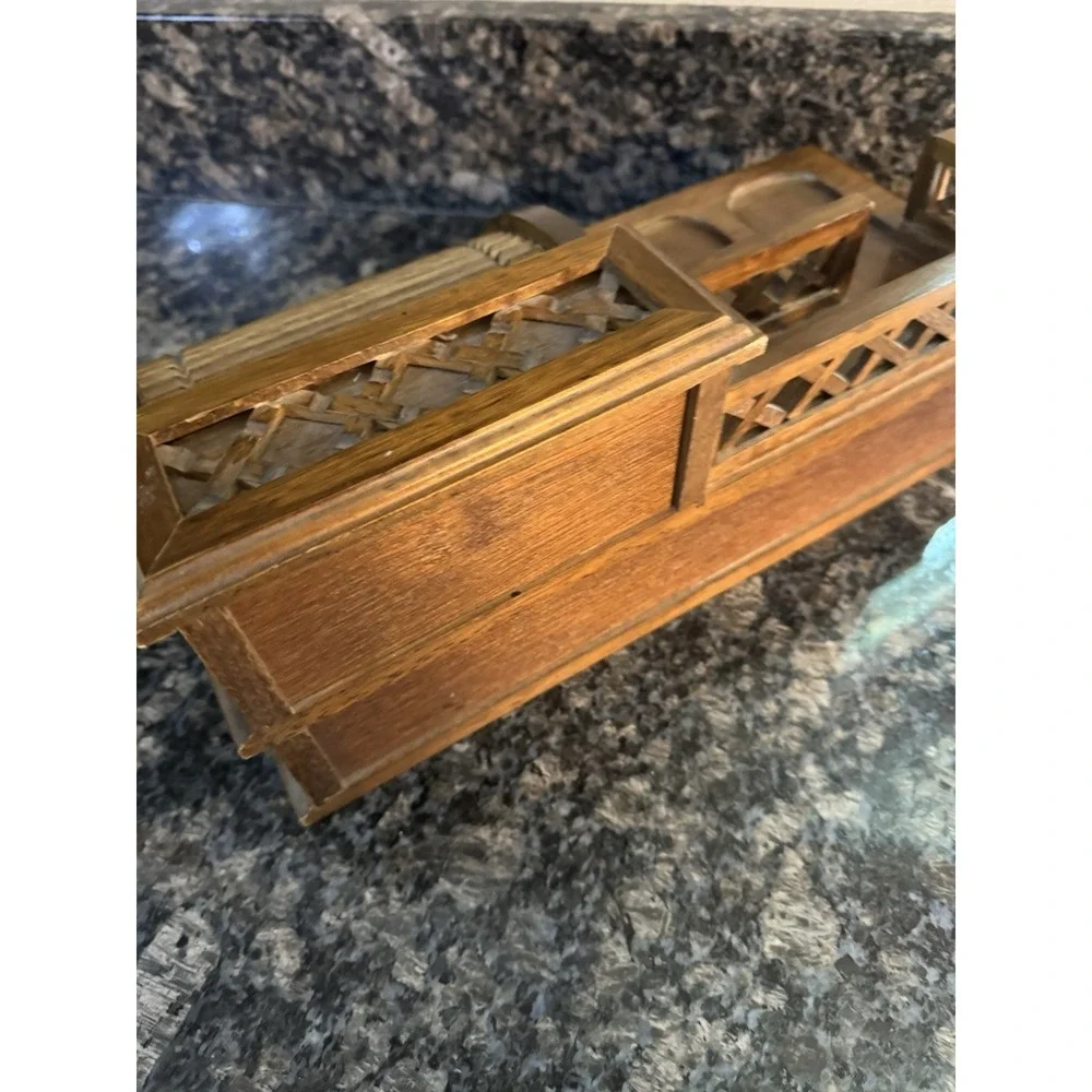 Vintage MCM Men's  Woman's Wood Jewelry Dresser Box Valet 1 Drawer 70's‎ Desk